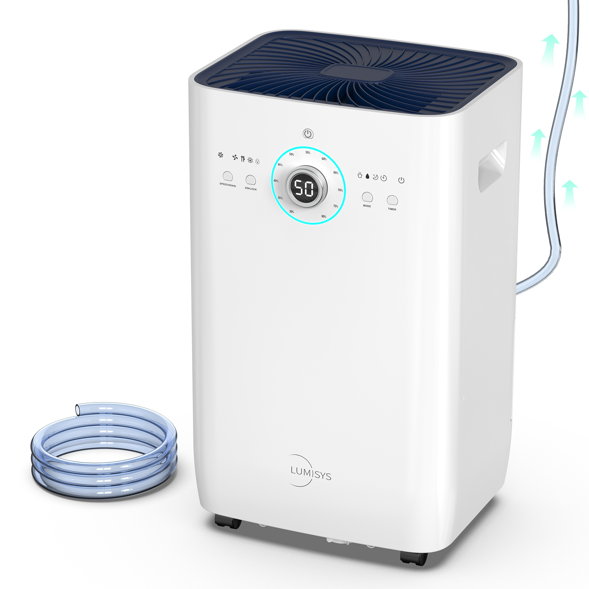 EdenDirect Commercial Dehumidifier with Pump — 125 Pints, 8,500 Sq. Ft. Coverage, White, Model# NTE-OL50-D024A